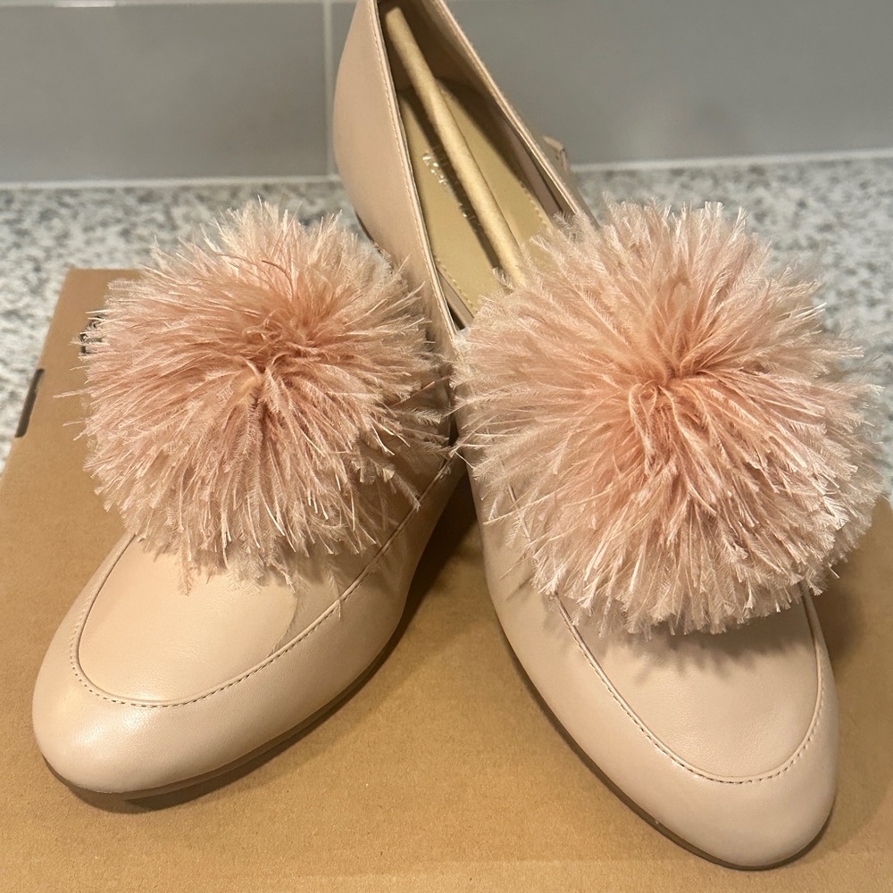 Michael Kors Blush Loafers with Pom Pom Accent